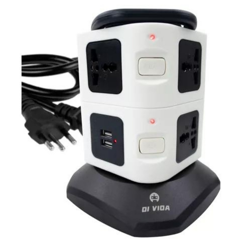 Torre de Tomada Elétrica com 7 Entradas Universais e 2 Portas USB - OI-TO 128