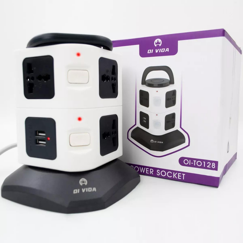 Torre de Tomada Elétrica com 7 Entradas Universais e 2 Portas USB - OI-TO 128