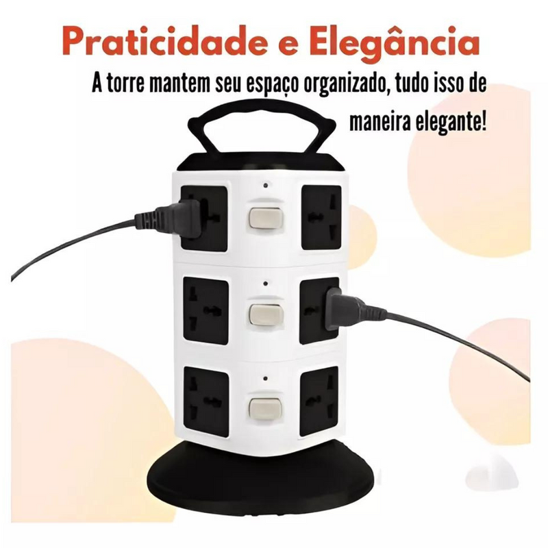 Torre de Tomadas Elétrica com 5 Entradas Universais e 2 Portas USB - OI-To 129