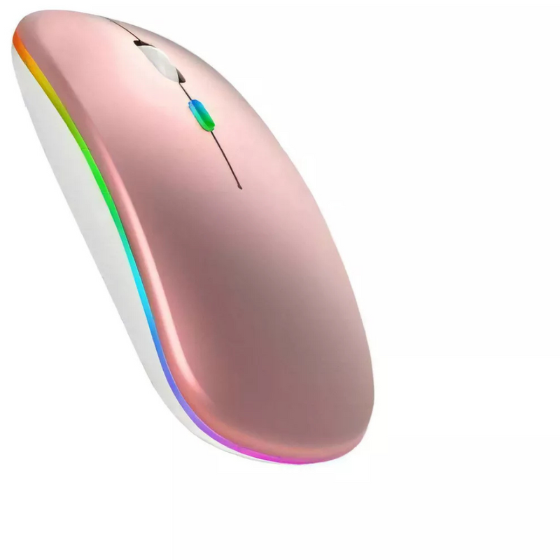 Mouse sem Fio Bluetooth Recarregável LED- Rosa