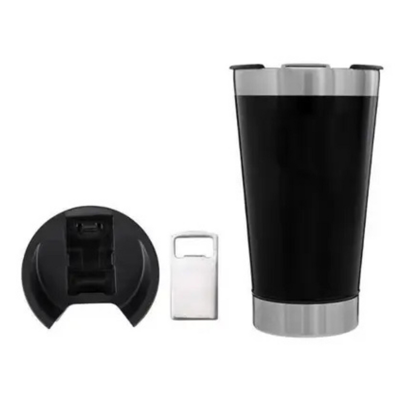 Copo Térmico Inox com Tampa e Abridor 473ML(Personalizado)-Preto