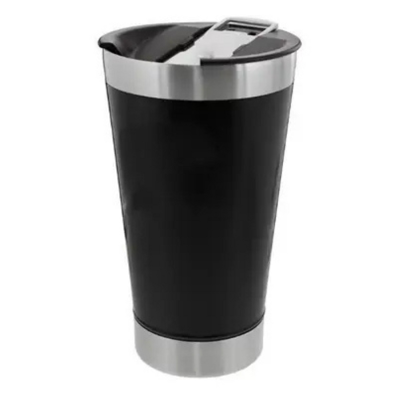 Copo Térmico Inox com Tampa e Abridor 473ML(Personalizado)-Preto