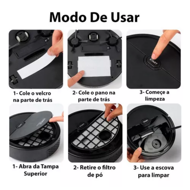 Robô de Limpeza Premium 3 em 1 CleanMaster Pro 360&nbsp;