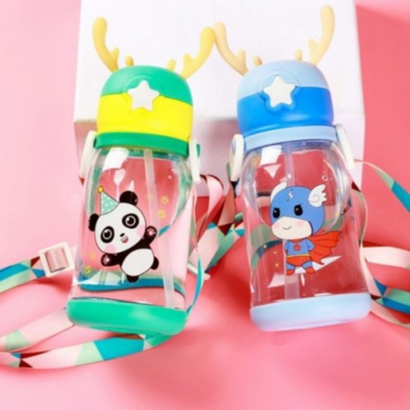 Garrafa Infantil Portátil com Desenho e Alça -Amarelo