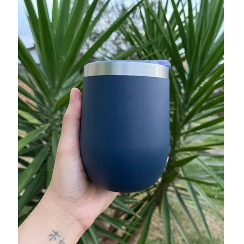Copo Cuia Térmico Inox com Tampa Antivazamento 360ML-(NORMAL) -Azul Marinho