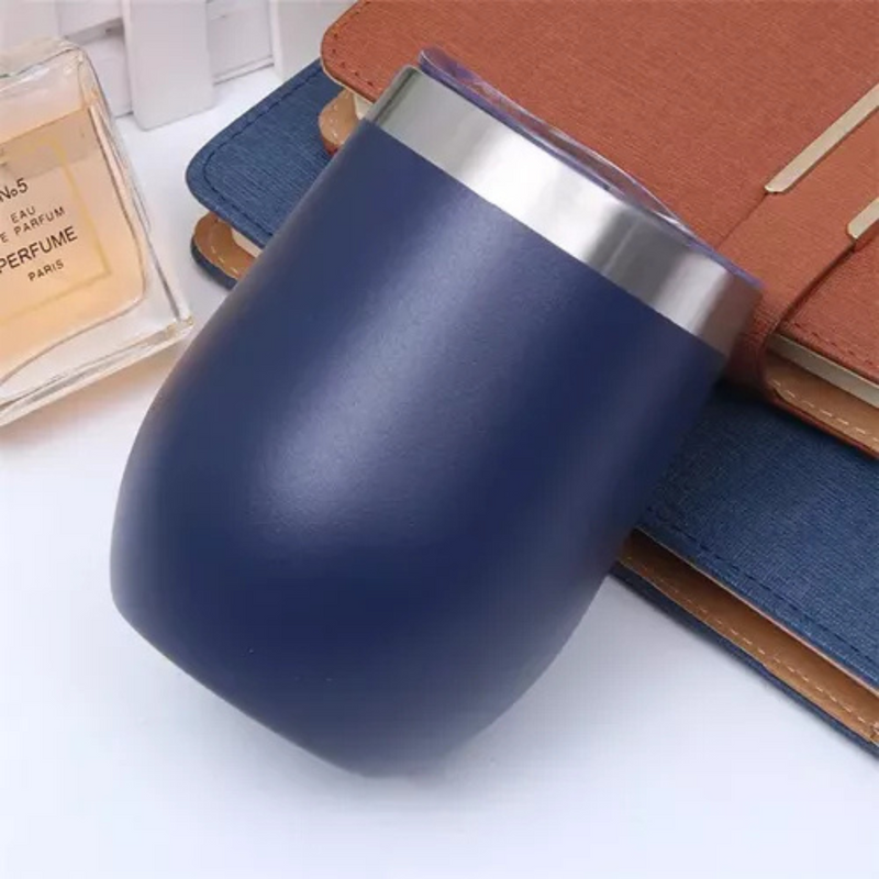 Copo Cuia Térmico Inox com Tampa Antivazamento 360ML-(NORMAL) -Azul Marinho