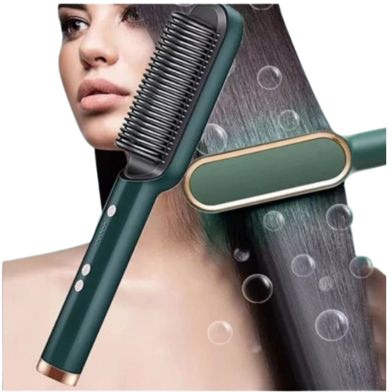Escova Alisadora 5 em 1 | Alisa, Seca, Hidrata, Modela e Anti-Frizz | Bivolt