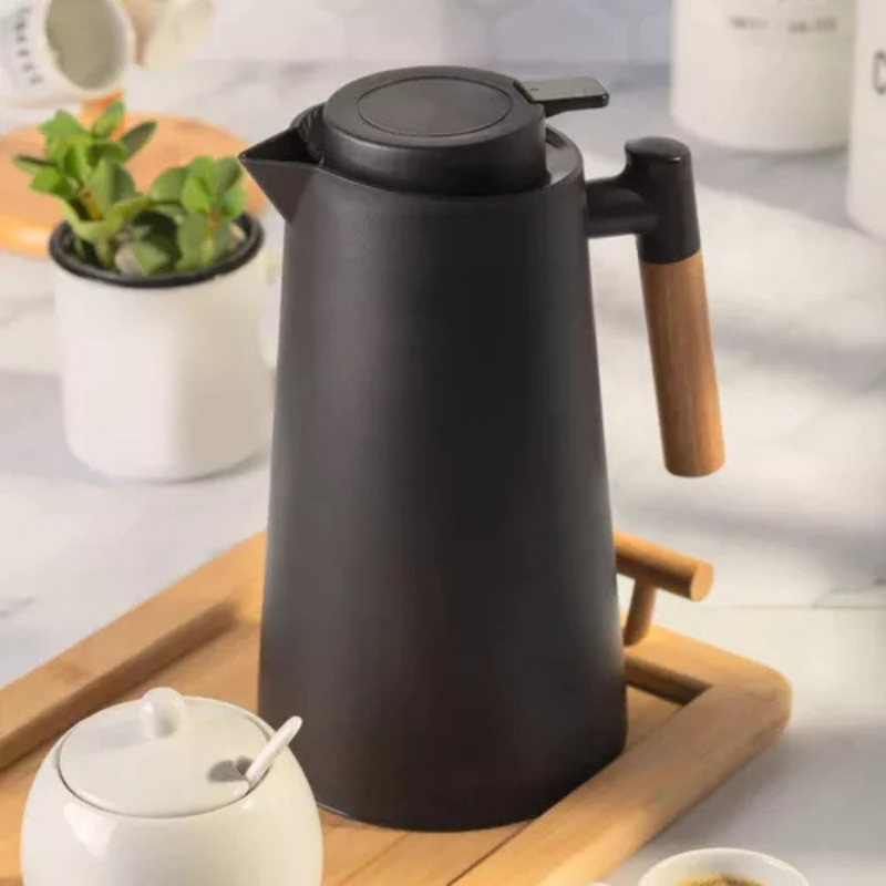 Jarro Garrafa Térmica Cabo em Madeira 1L - Preto