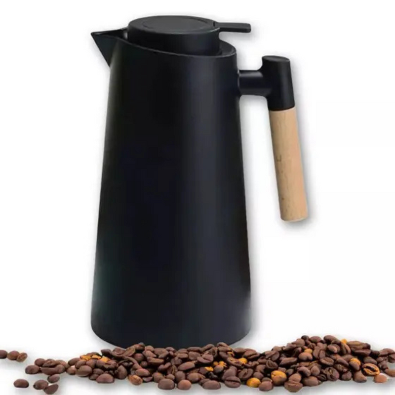 Jarro Garrafa Térmica Cabo em Madeira 1L - Preto