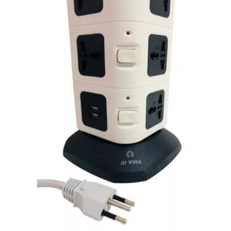 Torre de Tomadas Elétrica com 5 Entradas Universais e 2 Portas USB - OI-To 129