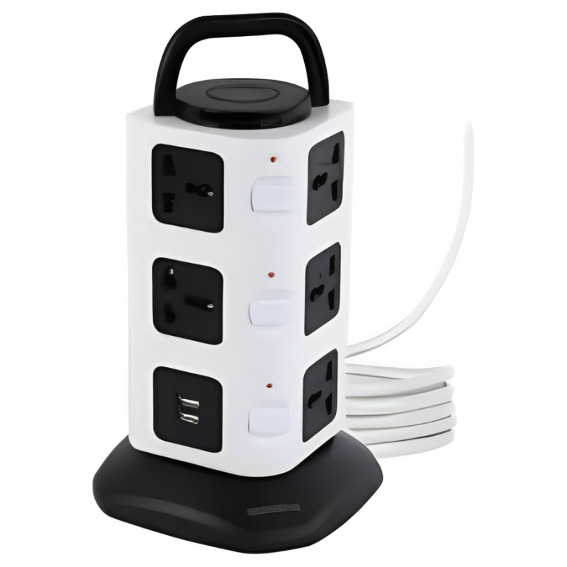 Torre de Tomadas Elétrica com 5 Entradas Universais e 2 Portas USB - OI-To 129