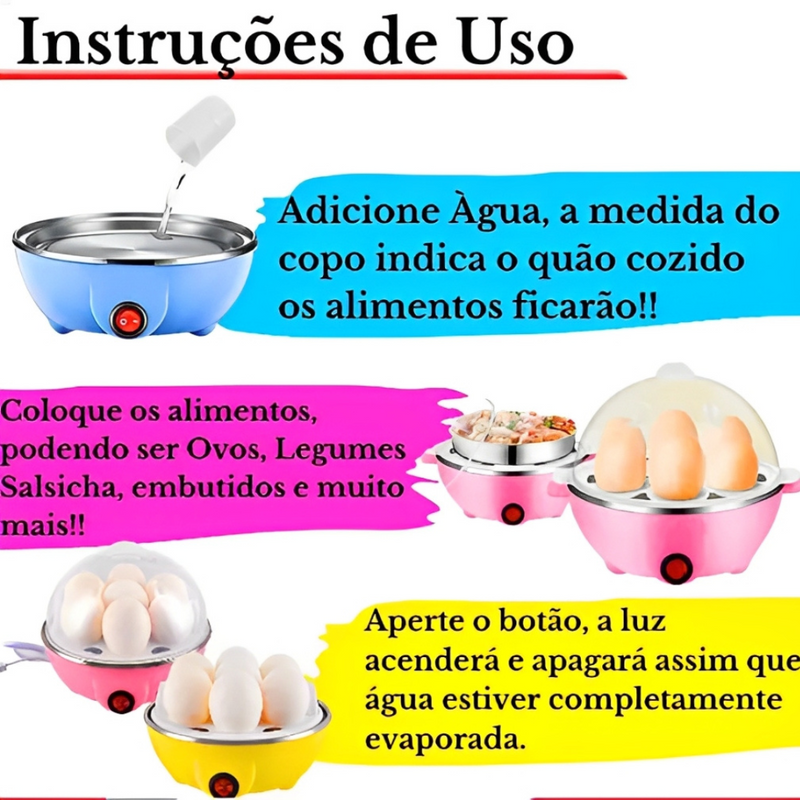 Cozedor de Ovos Elétrico Multifuncional - Egg Cooker 110V