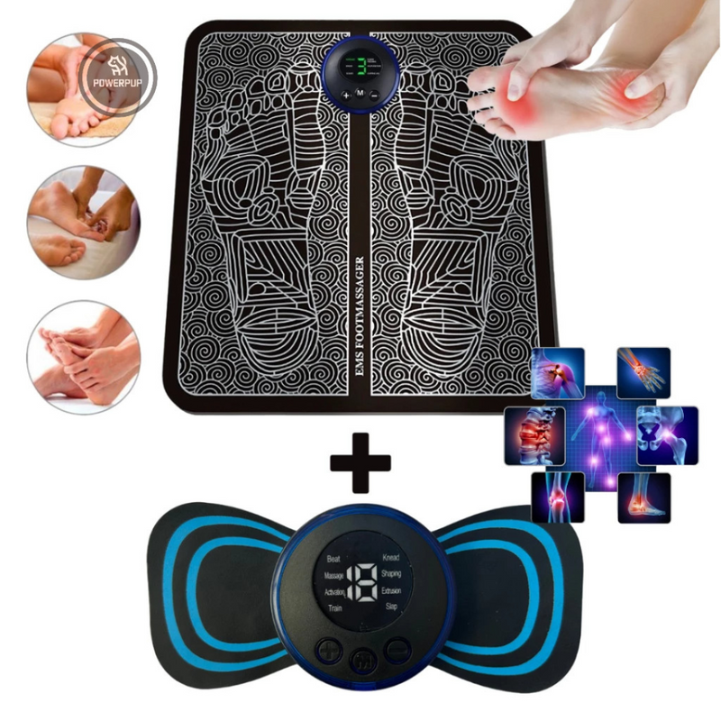Kit Tapete e Mini Massageador Elétrico - Dor nos Pés e Musculares
