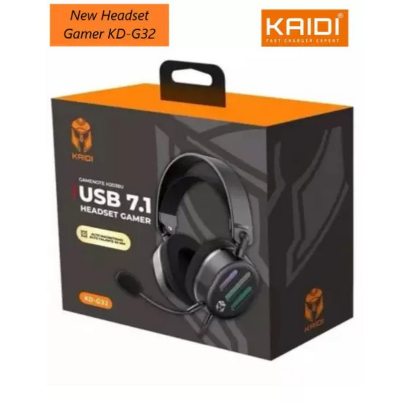 Fone Headset Gamer Rgb Usb 7.1 KD-G32 Kaidi -Preto
