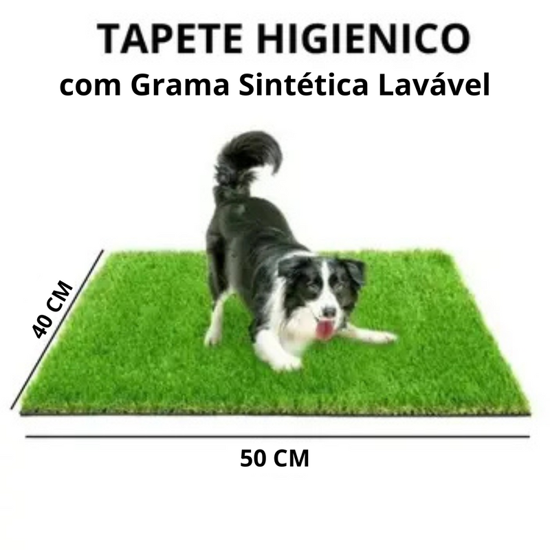 Tapete Higiênico com Grama Sintética Lavável para Pet - 50x40cm