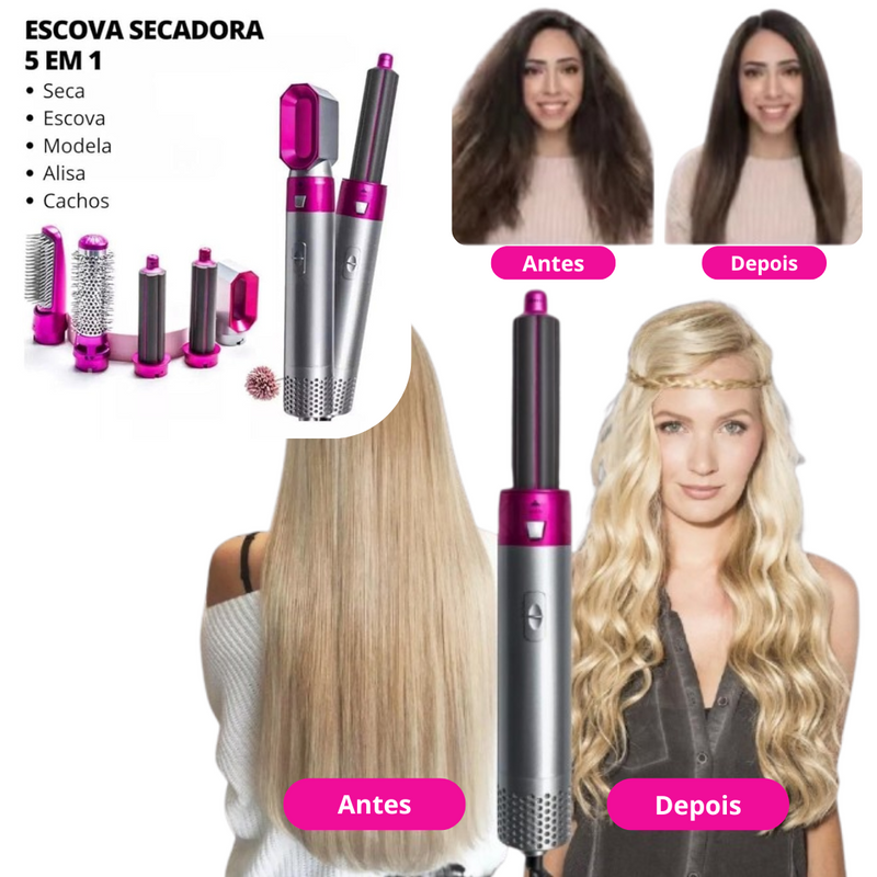 Escova Secador de Cabelo 5 em 1 Multifuncional