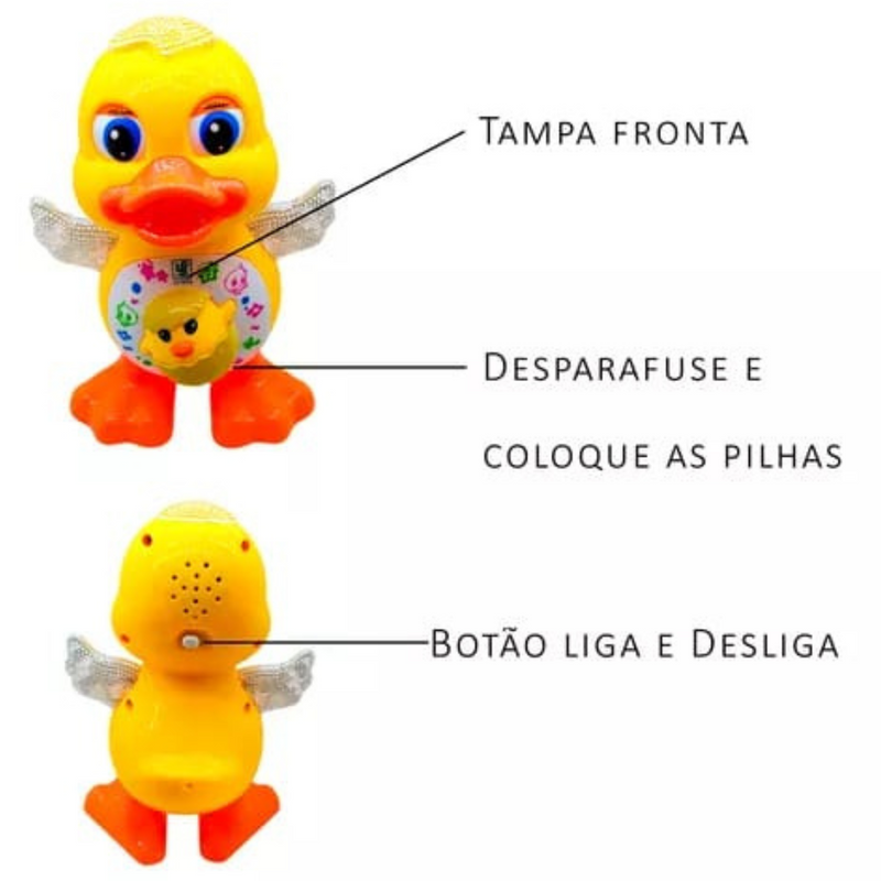 Pato Dançarino Brinquedo Musical Infantil com Luzes e Som Divertido Anda e Mexe