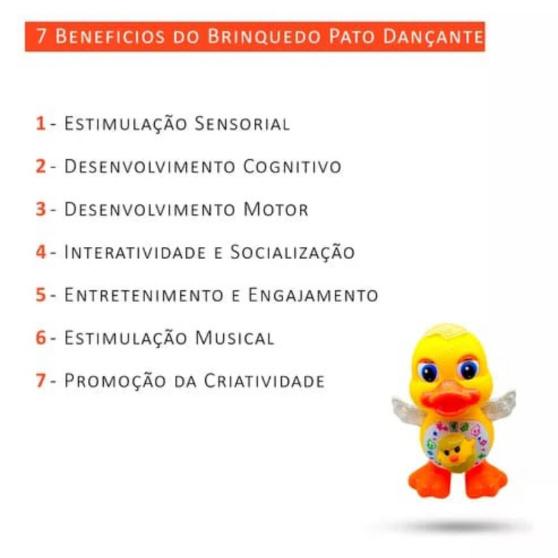 Pato Dançarino Brinquedo Musical Infantil com Luzes e Som Divertido Anda e Mexe