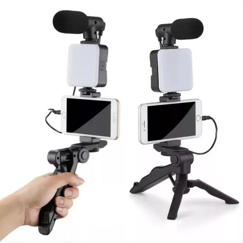 Tripé Suporte De Celular Bastão de Selfie Kit Gravação Led