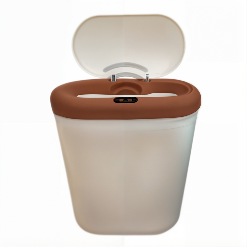 Lixeira Cozinha Banheiro Automática Sensor Inteligente 12L - Branca / Marrom