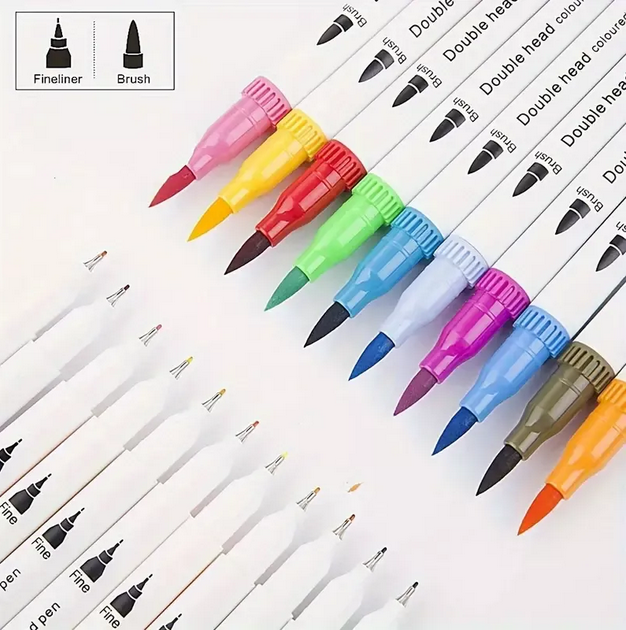 Kit Caneta Colorir Desenhos Ponta Dupla 2 Traços 80 Unidades - Com maletinha