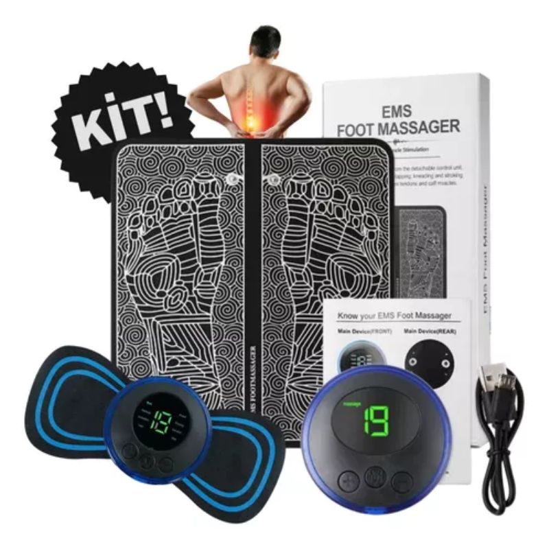Kit Tapete e Mini Massageador Elétrico - Dor nos Pés e Musculares