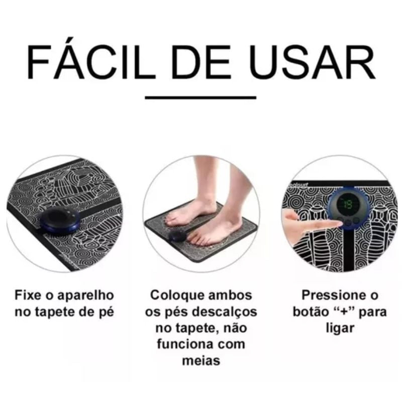 Kit Tapete e Mini Massageador Elétrico - Dor nos Pés e Musculares