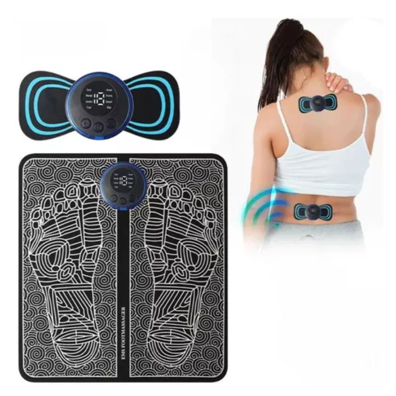 Kit Tapete e Mini Massageador Elétrico - Dor nos Pés e Musculares