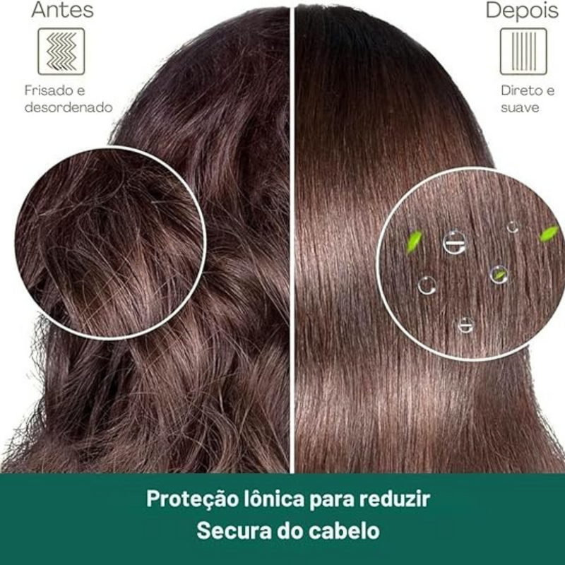 Escova Alisadora 5 em 1 | Alisa, Seca, Hidrata, Modela e Anti-Frizz | Bivolt